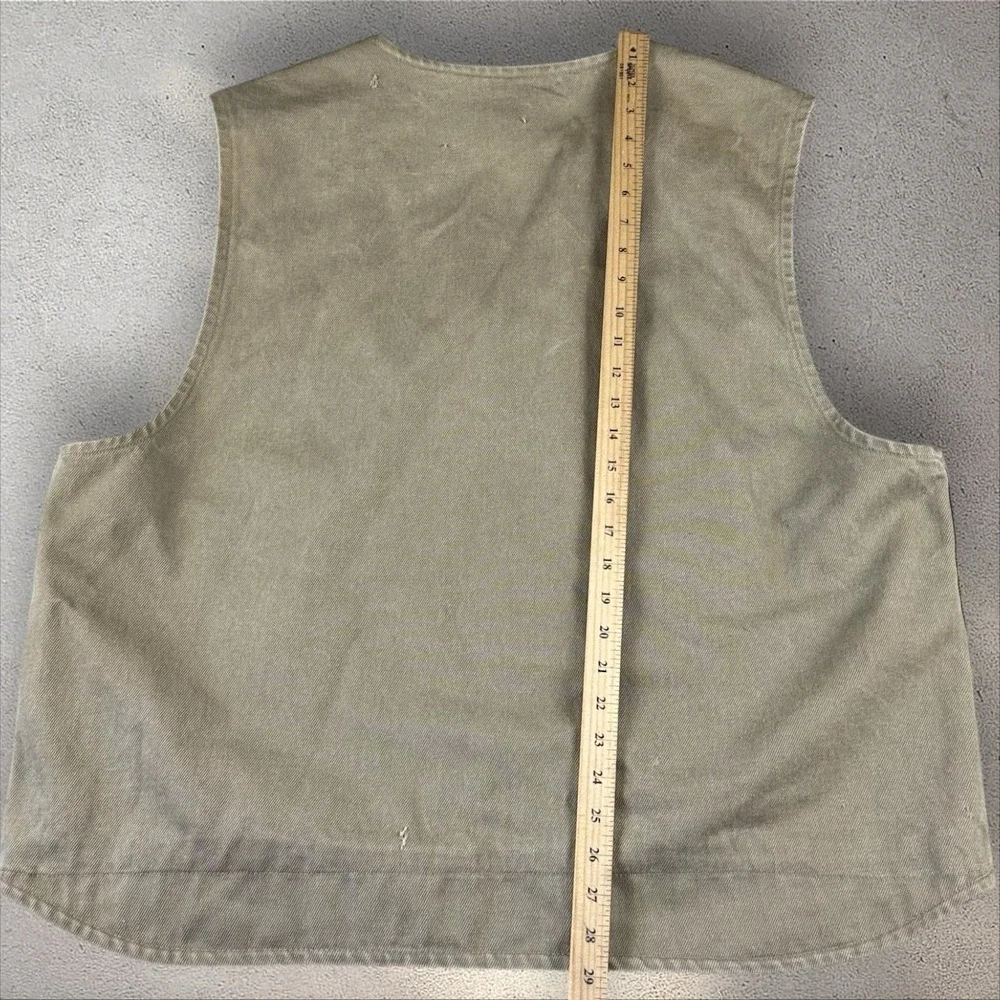 Vtg Carhartt V19 Tan Vest Canvas Sherpa‎ Fleece Lined Workwear Distressed Sz 2XL